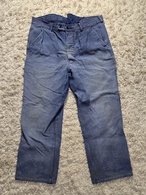 VTG 70s Euro Navy Blue Work Pants 34x32
